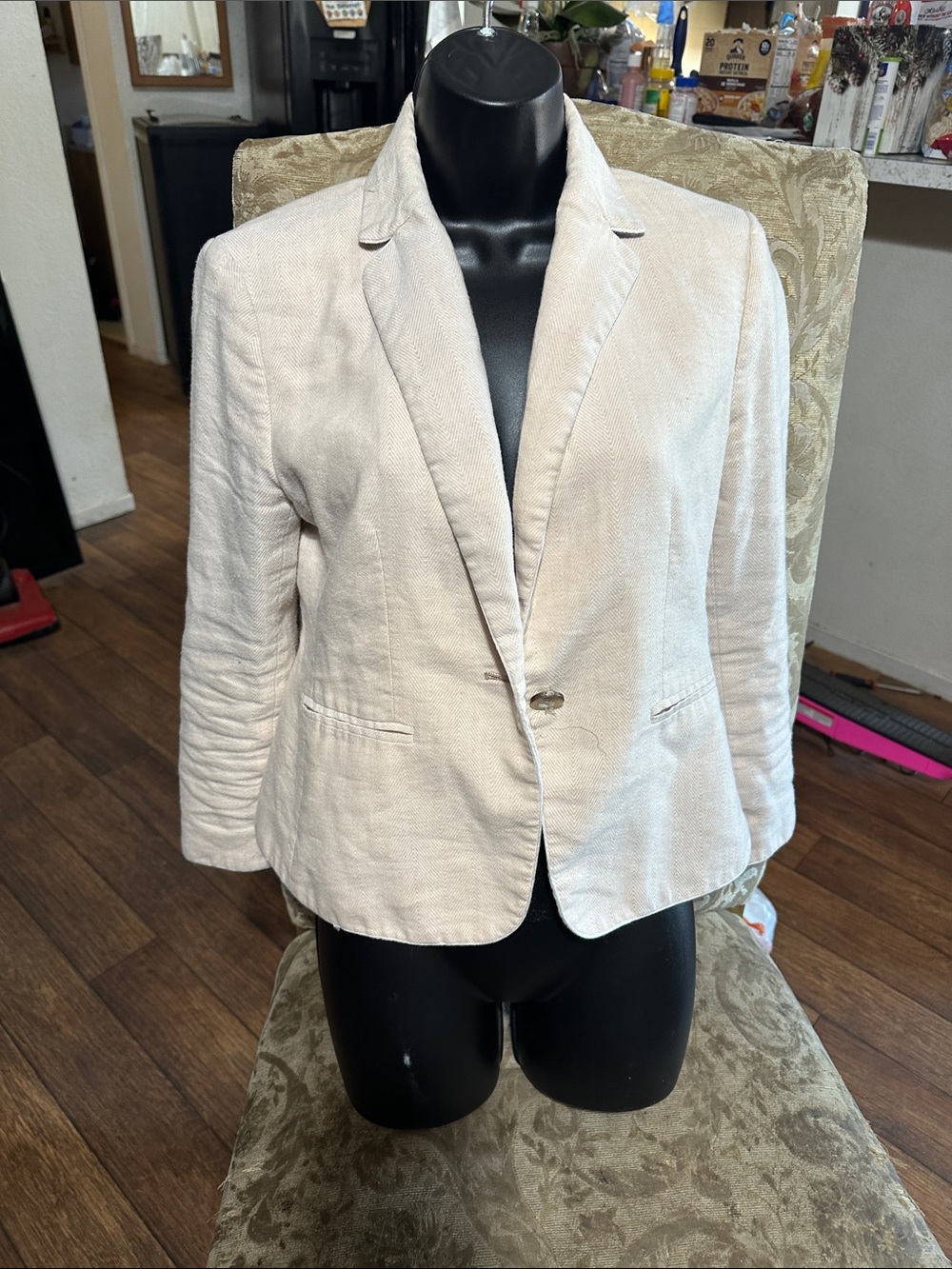 Ann Taylor Light Cream Single-Button Blazer